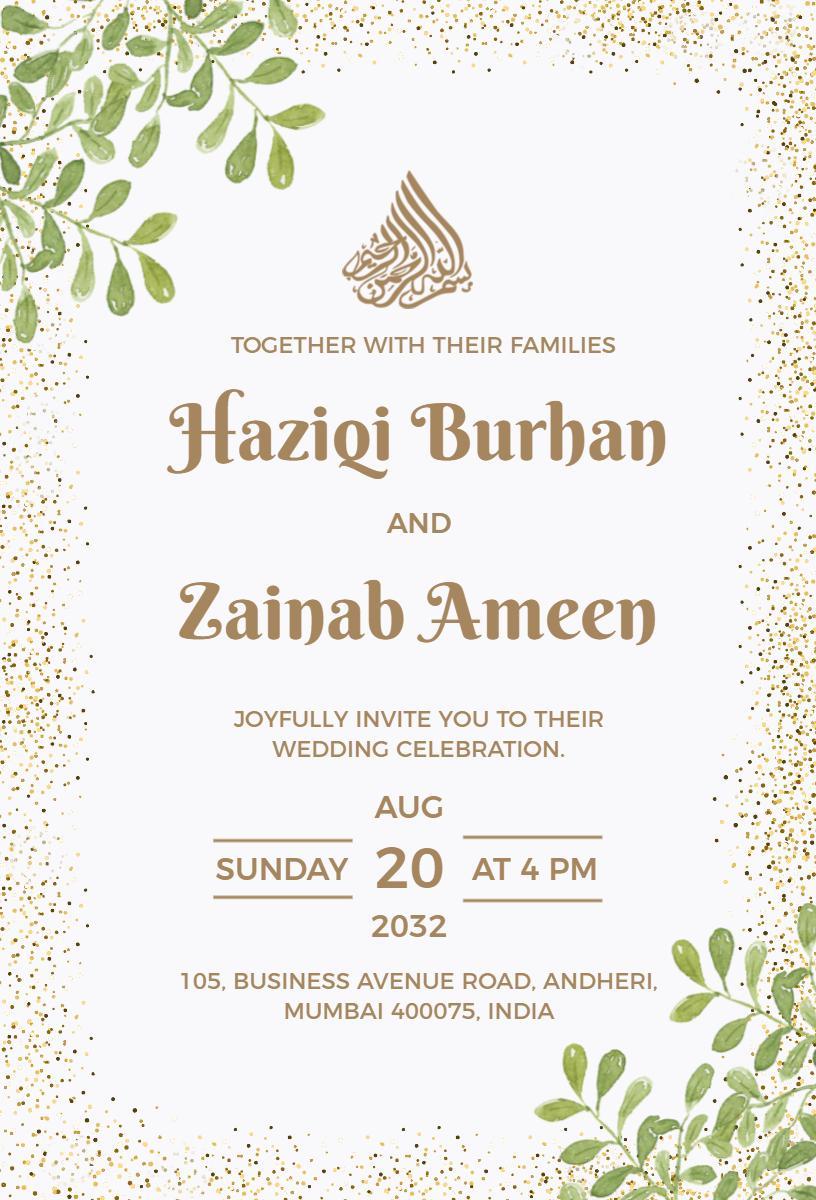 Elegant Islamic Wedding Celebration Invitation Template