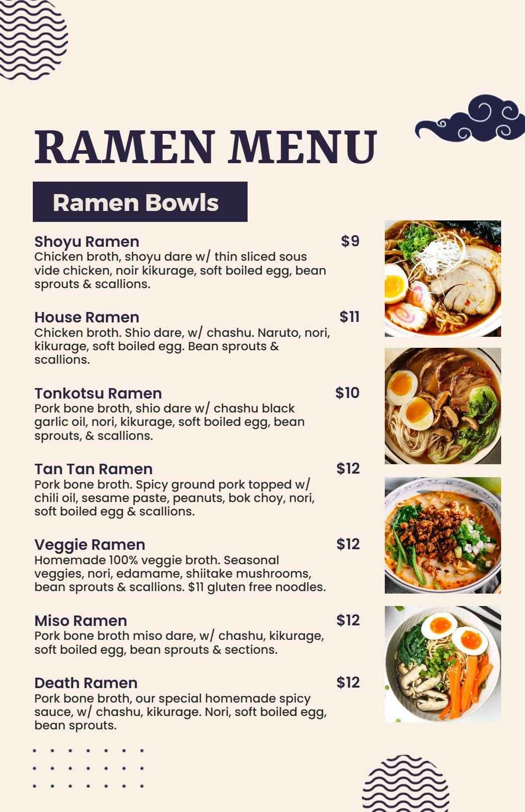 Elegant Japanese Ramen Menu Template