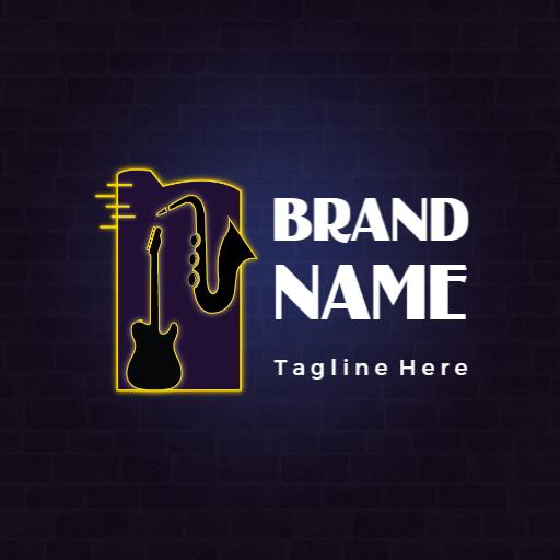 Elegant Jazz Guitar and Saxophone Design Representing Music Logo Template