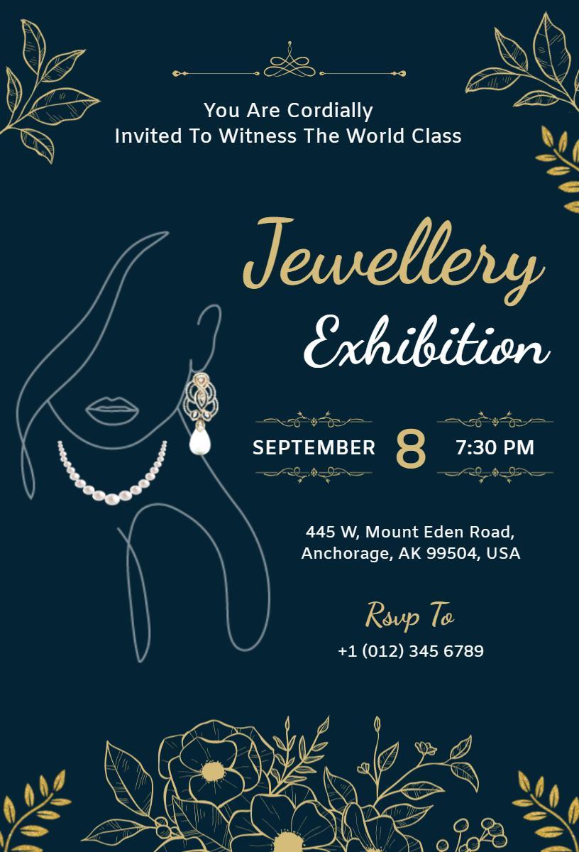 Elegant Jewellery Showcase Exhibition Invitation Template
