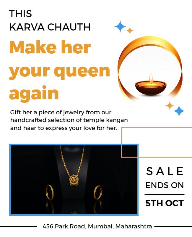 Elegant Jewelry Sale for Karva Chauth Celebration Poster Template