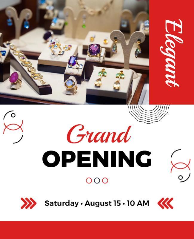 Elegant Jewelry Showcase Grand Opening Poster Template