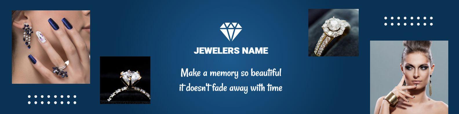 Elegant Jewelry Showcase with Dark Blue Background LinkedIn Banner Template