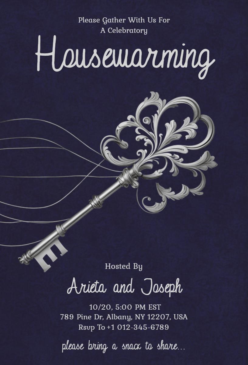 Elegant Key Design Housewarming Celebration Invitation Template