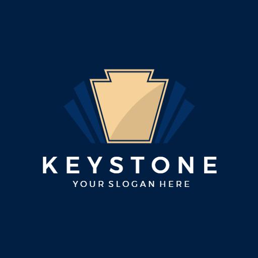 Elegant Keystone Design on Deep Blue Background Logo Template