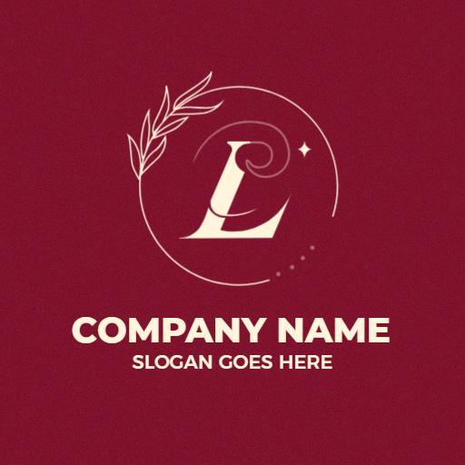 Elegant L Letter Design Framed by Delicate Leaves Logo Template