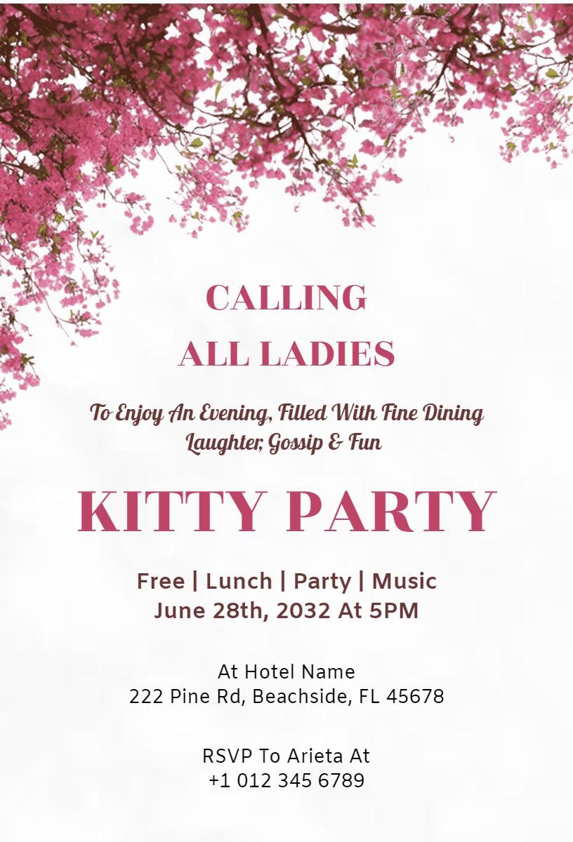 Elegant Ladies Night Fine Dining Kitty Party Invitation Template