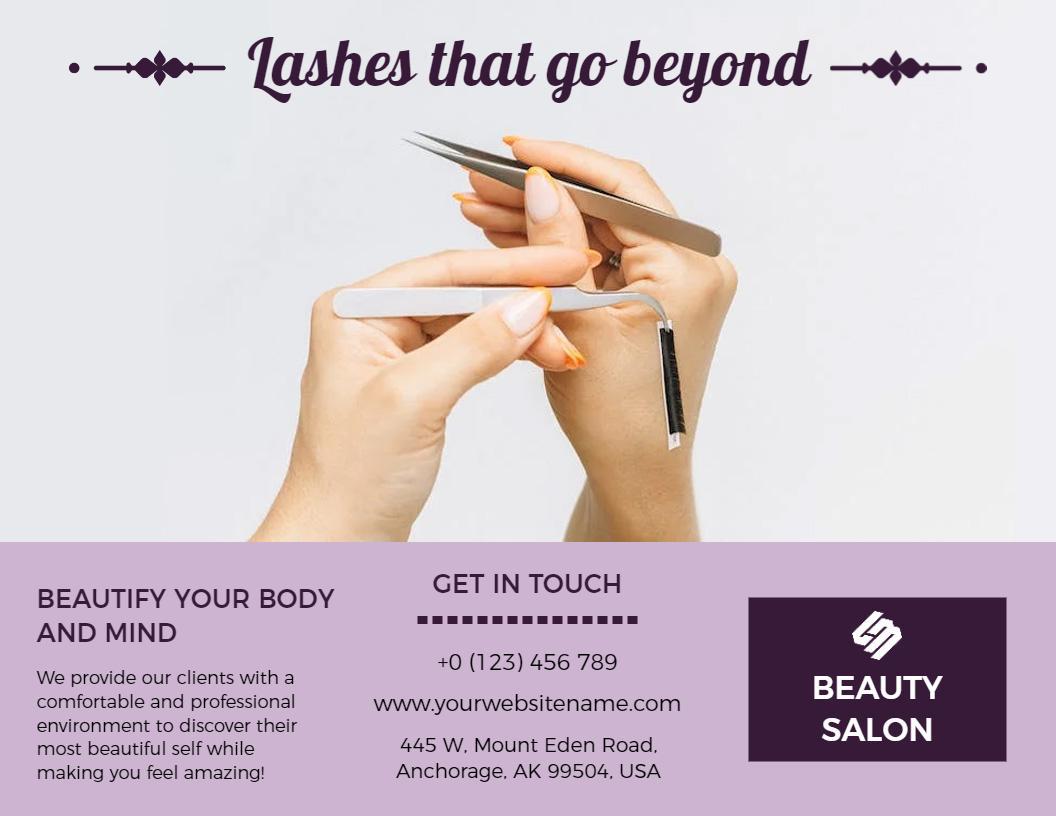 Elegant Lash Extensions and Beauty Services Brochure Template