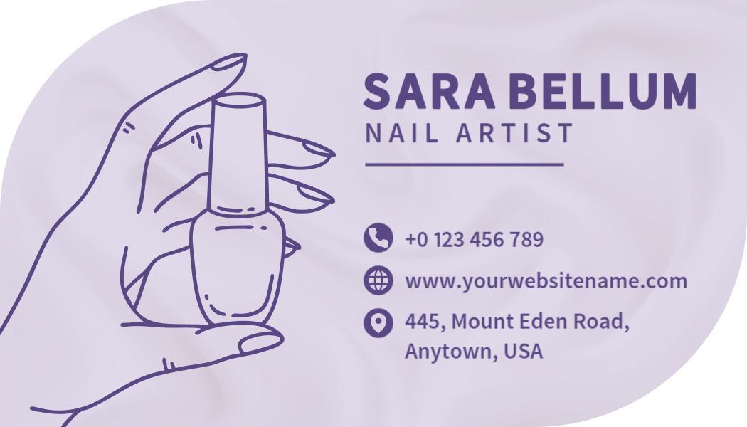 Elegant Lavender Nail Artistry Professional Business Card Template