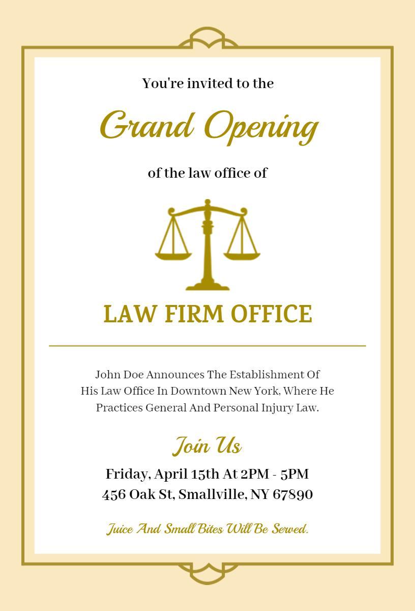 Elegant Law Firm Grand Opening Celebration Invitation Template