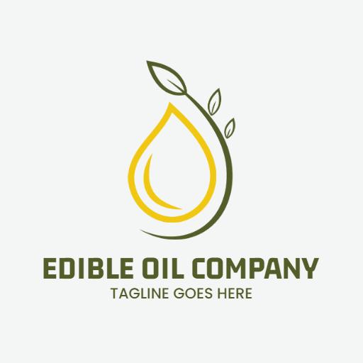 Elegant Leaf and Drop Design for Edible Oil Company Logo Template