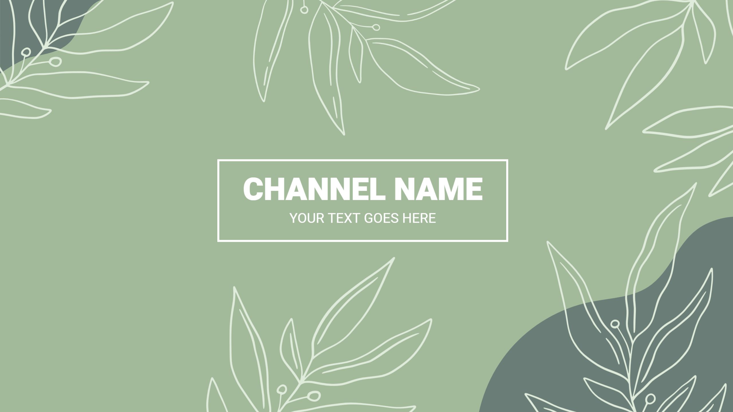 Elegant Leaf Illustrations on Soft Green YouTube Banner Template
