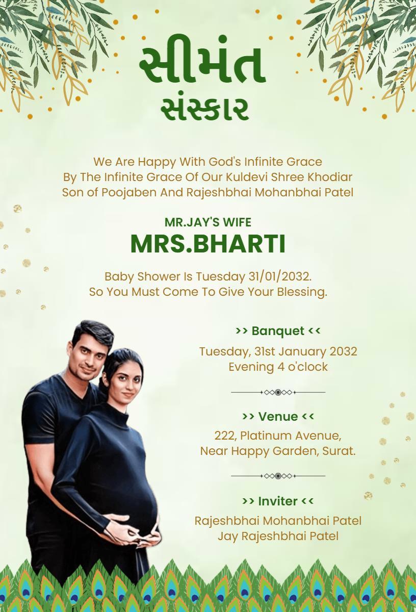 Elegant Leafy Green Baby Shower Celebration Invitation Template