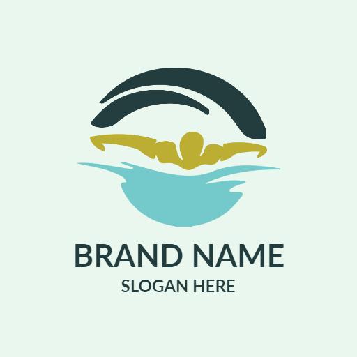 Elegant Light Blue and Green Design for Swimming Pool Logo Template