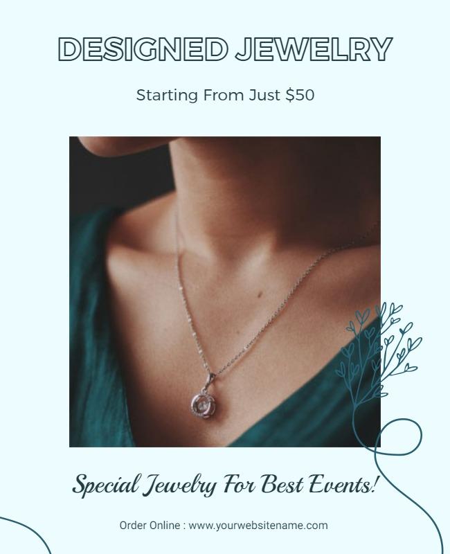 Elegant Light Blue Designed Jewelry Promotion Poster Template