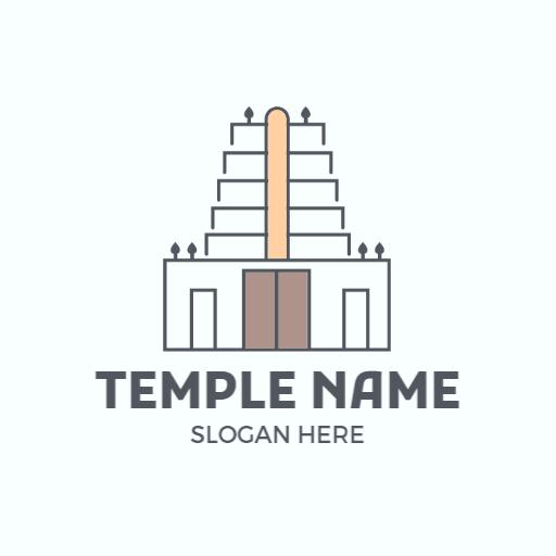 Elegant Light Color Architecture Depicting Sacred Temple Logo Template