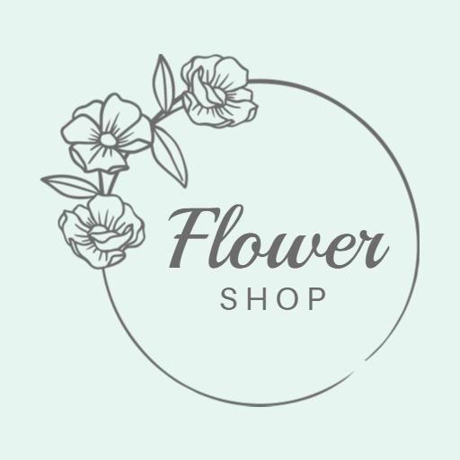 Elegant Light Green Circle Design Featuring Flower Shop Logo Template