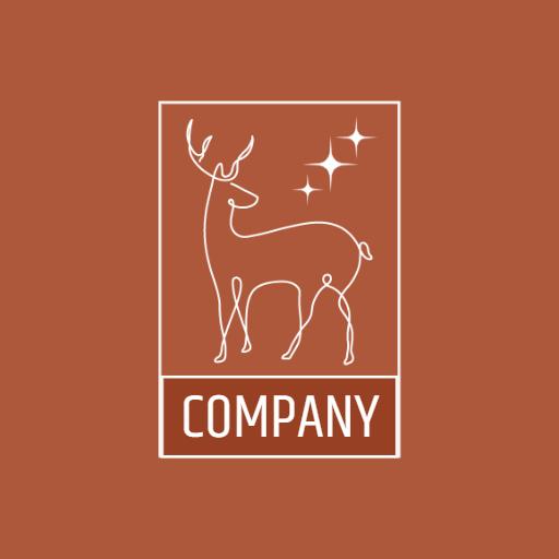 Elegant Line Art Depicting a Deer in Rustic Colors Logo Template