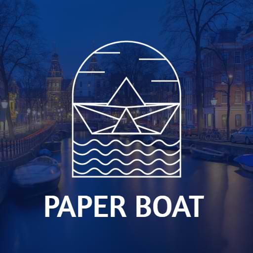 Elegant Line Art Depicting a Paper Boat Landscape Logo Template