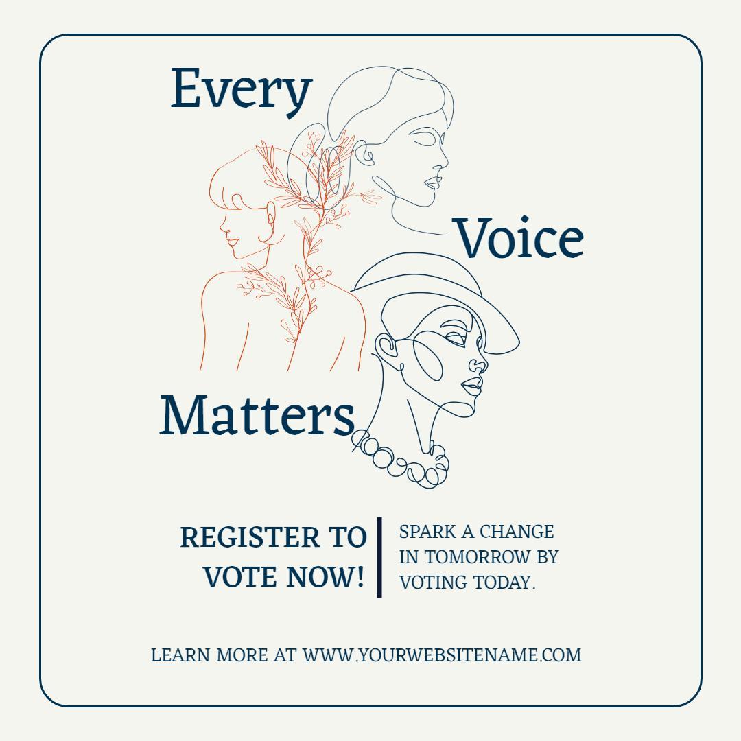 Elegant Line Art for Voter Registration Event Ad Template