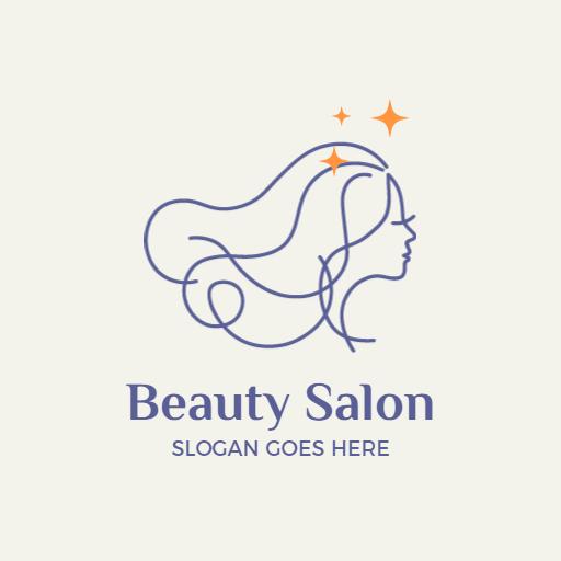 Elegant Line Art Portraying Hair Beauty Salon Logo Template
