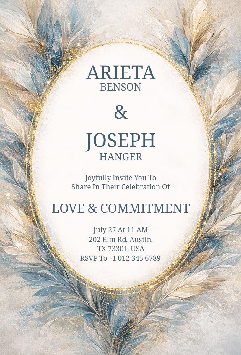 Elegant Love Commitment Wedding Celebration Invitation Template
