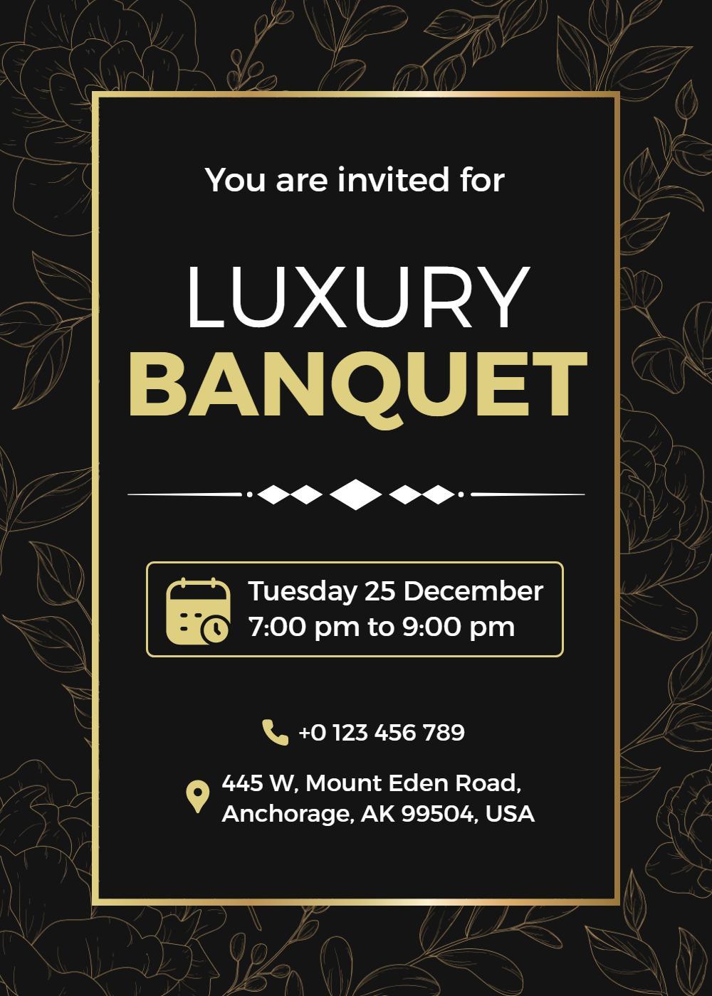 Elegant Luxury Evening Gala Banquet Invitation Template
