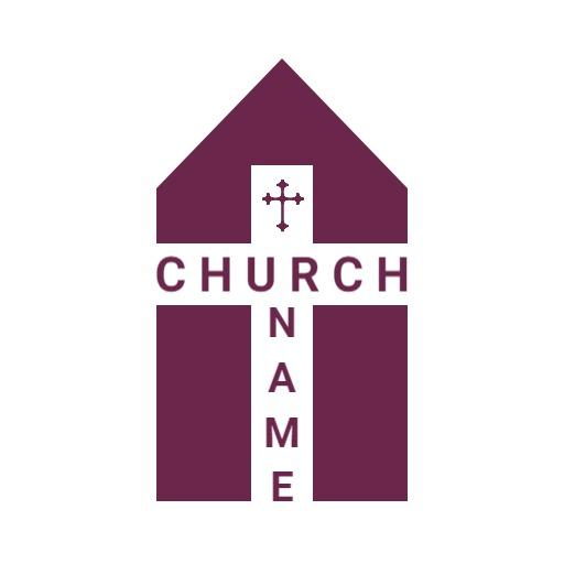 Elegant Maroon Church Design Featuring Cross and Roof Logo Template