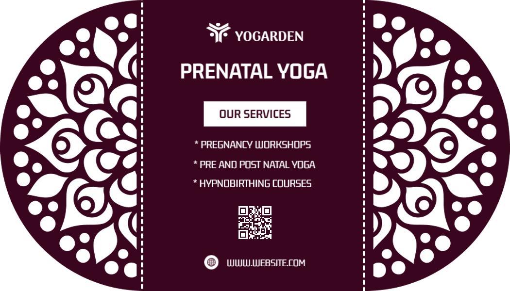 Elegant Maroon Floral Prenatal Yoga Services Business Card Template