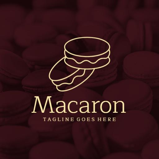 Elegant Maroon Macaron Design Capturing Sweetness Logo Template