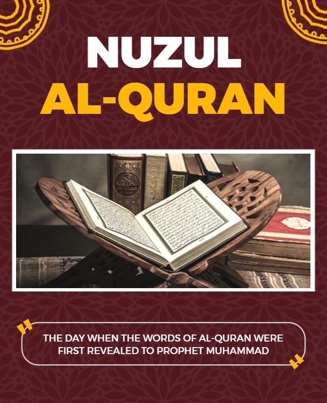Elegant Maroon Quran Revelation Celebration Poster Template