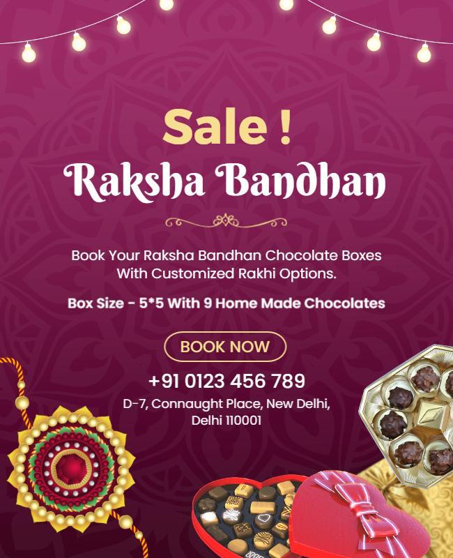 Elegant Maroon Raksha Bandhan Chocolate Sale Poster Template