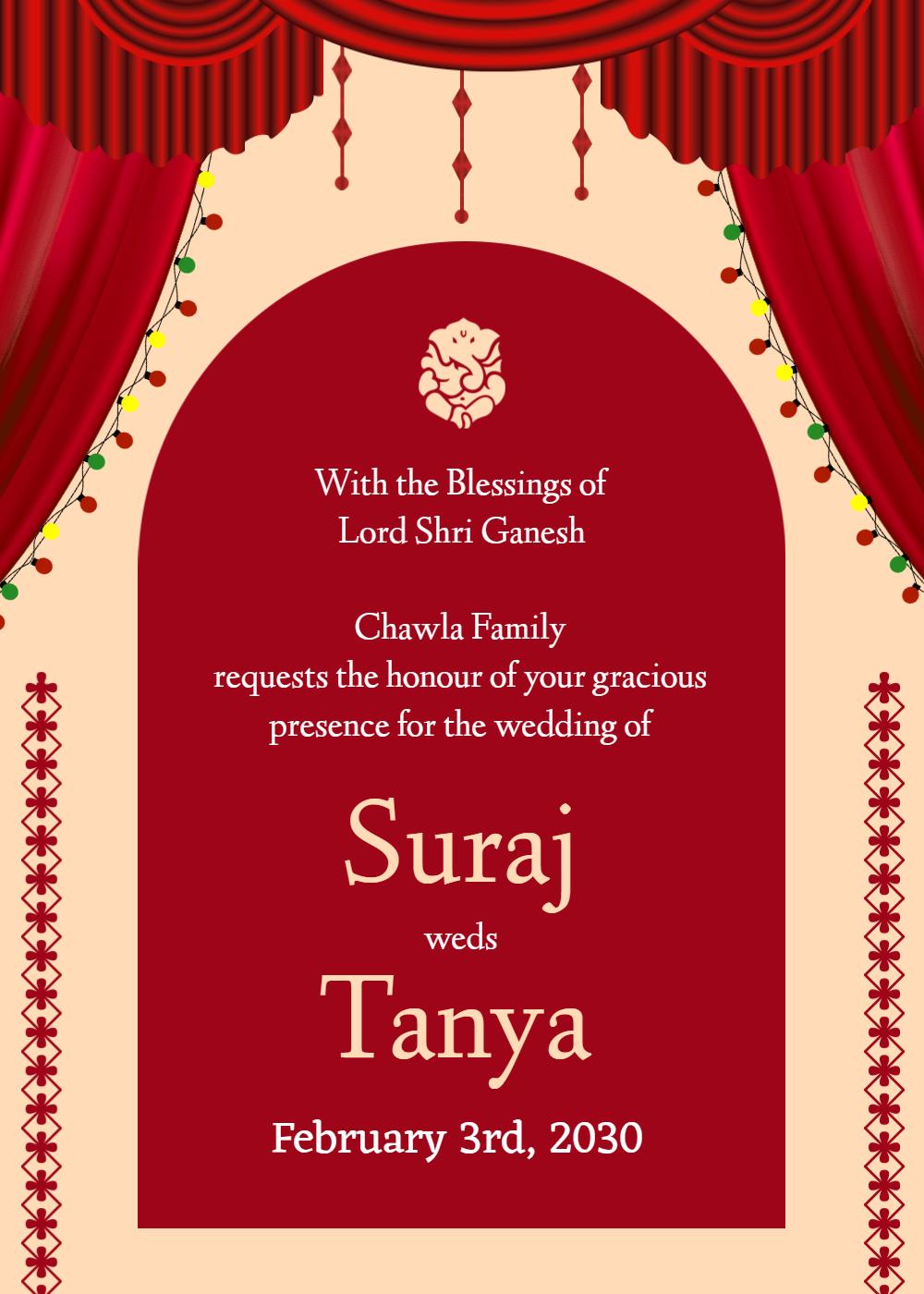 Elegant Maroon Traditional Indian Wedding Invitation Template