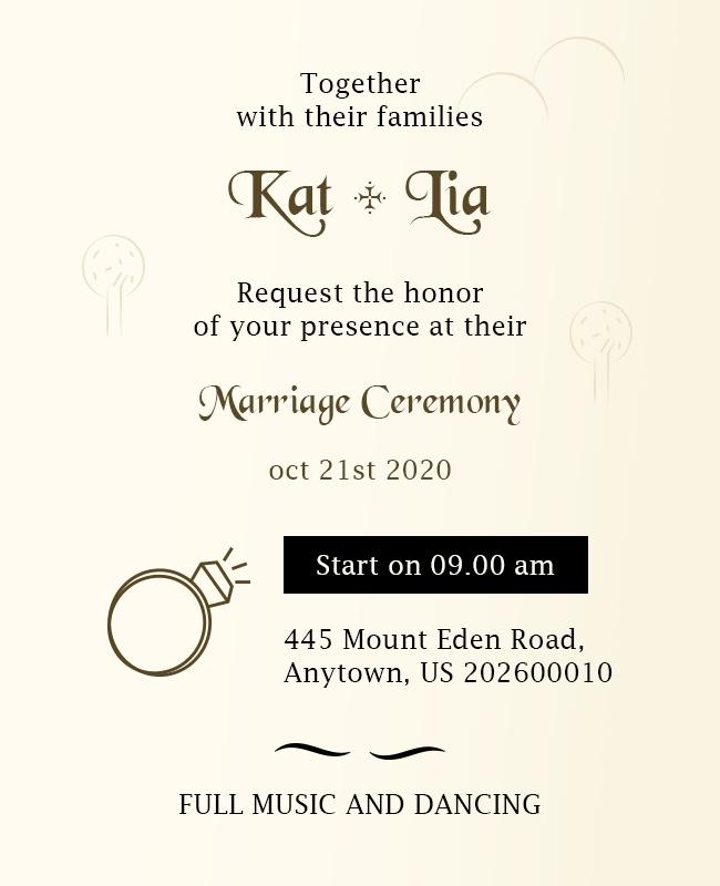 Elegant Marriage Ceremony Invitation Flyer Template