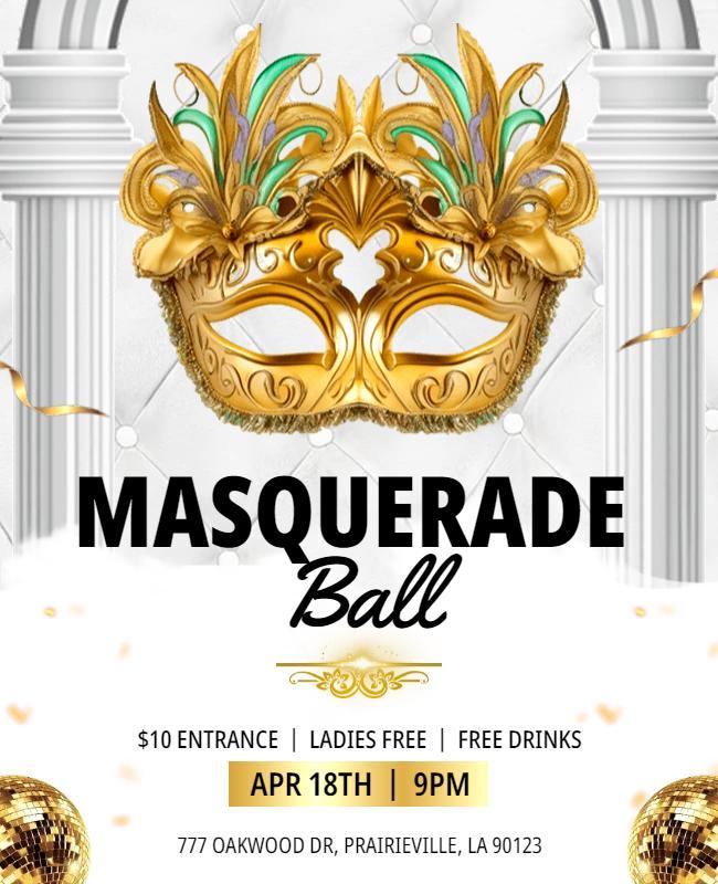 Elegant Masquerade Ball Event Invitation Flyer Template