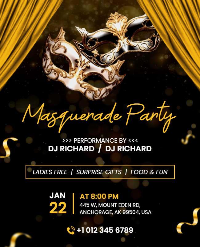 Elegant Masquerade Party Event Flyer Template