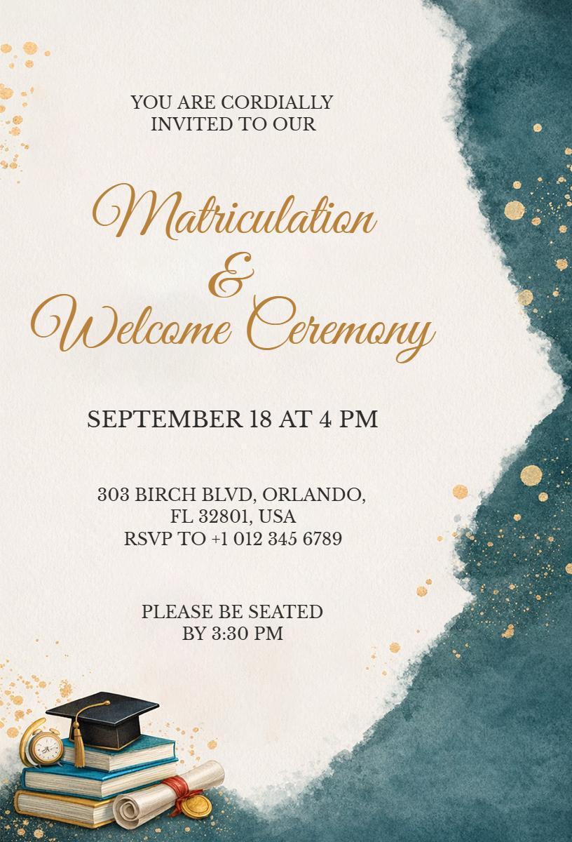 Elegant Matriculation Welcome Ceremony Invitation Template