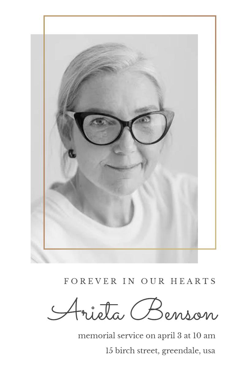Elegant Memorial Service Tribute Celebration Invitation Template