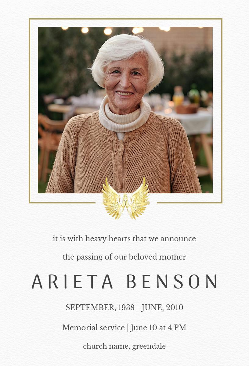 Elegant Memorial Service Tribute Funeral Invitation Template