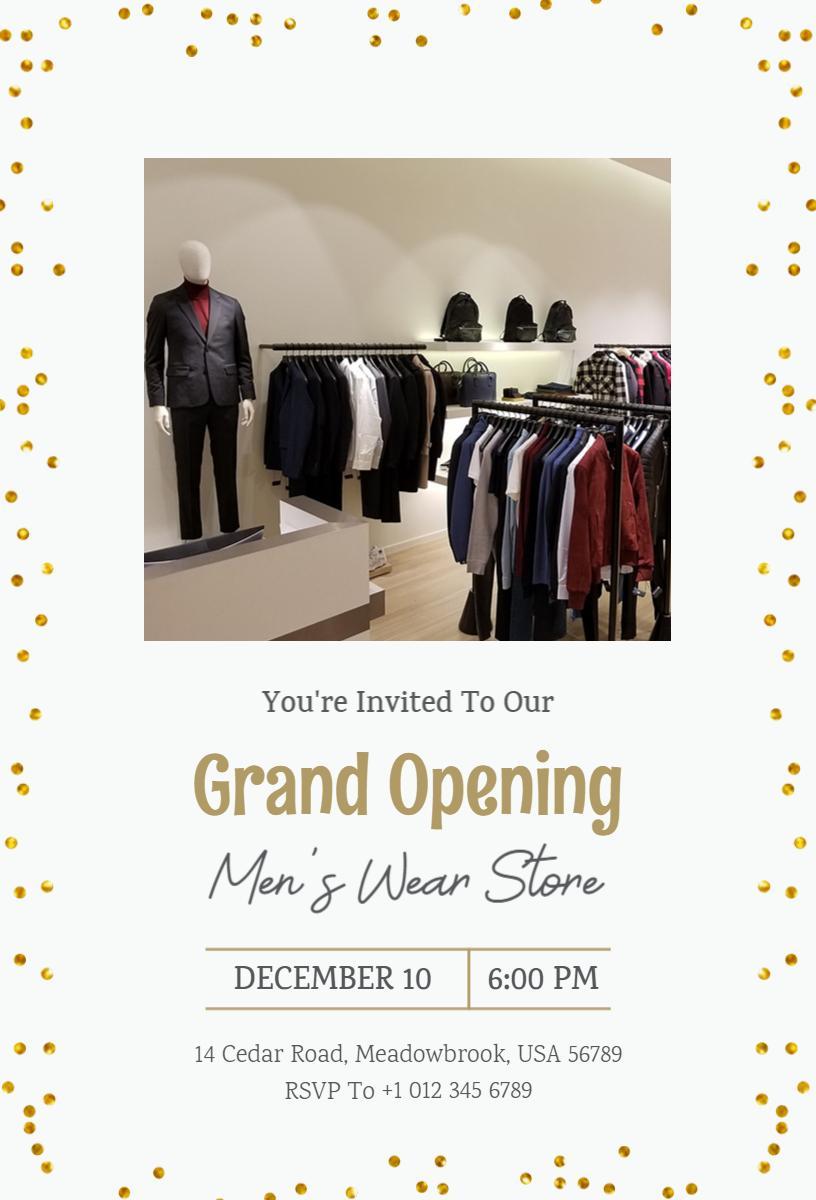Elegant Men’s Wear Store Grand Opening Invitation Template