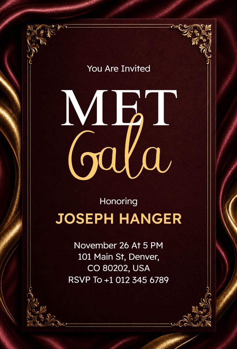 Elegant MET Gala Red Carpet Celebration Invitation Template