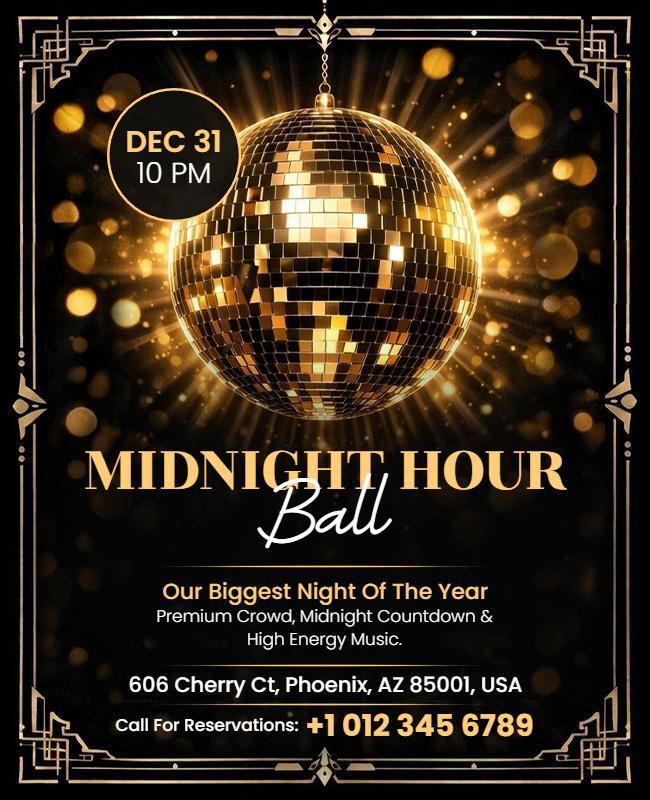 Elegant Midnight Hour Ball Flyer Template