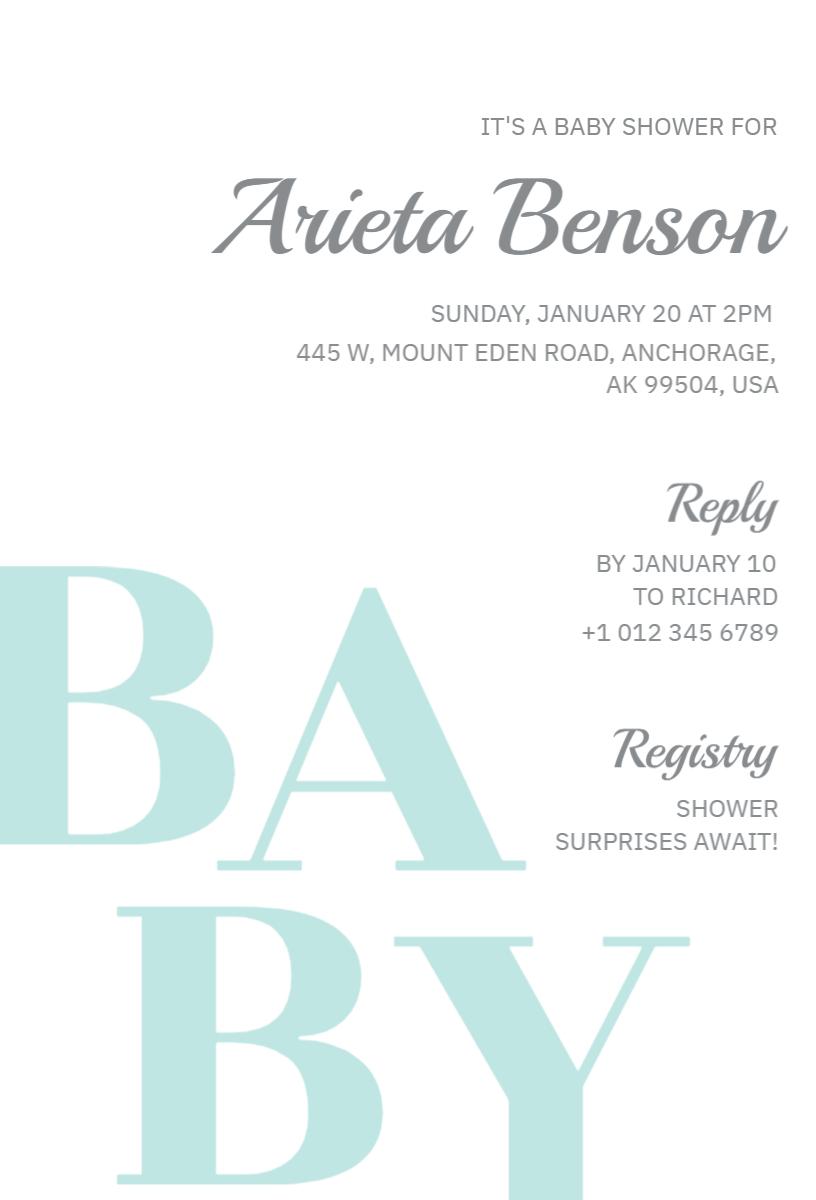 Elegant Minimalist Baby Shower Celebration Invitation Template