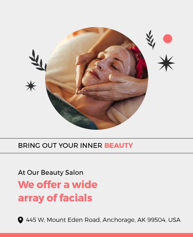 Elegant Minimalist Beauty Salon Facial Services Poster Template