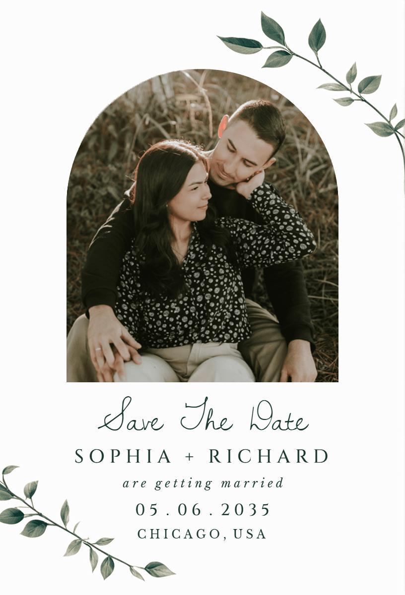 Elegant Minimalist Botanical Save The Date Wedding Invitation Template