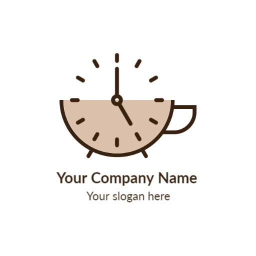 Elegant Minimalist Coffee Time Logo Design with Simple Clock Logo Template