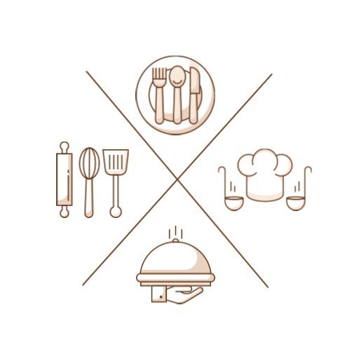Elegant Minimalist Culinary Tools Design Representing Catering Logo Template