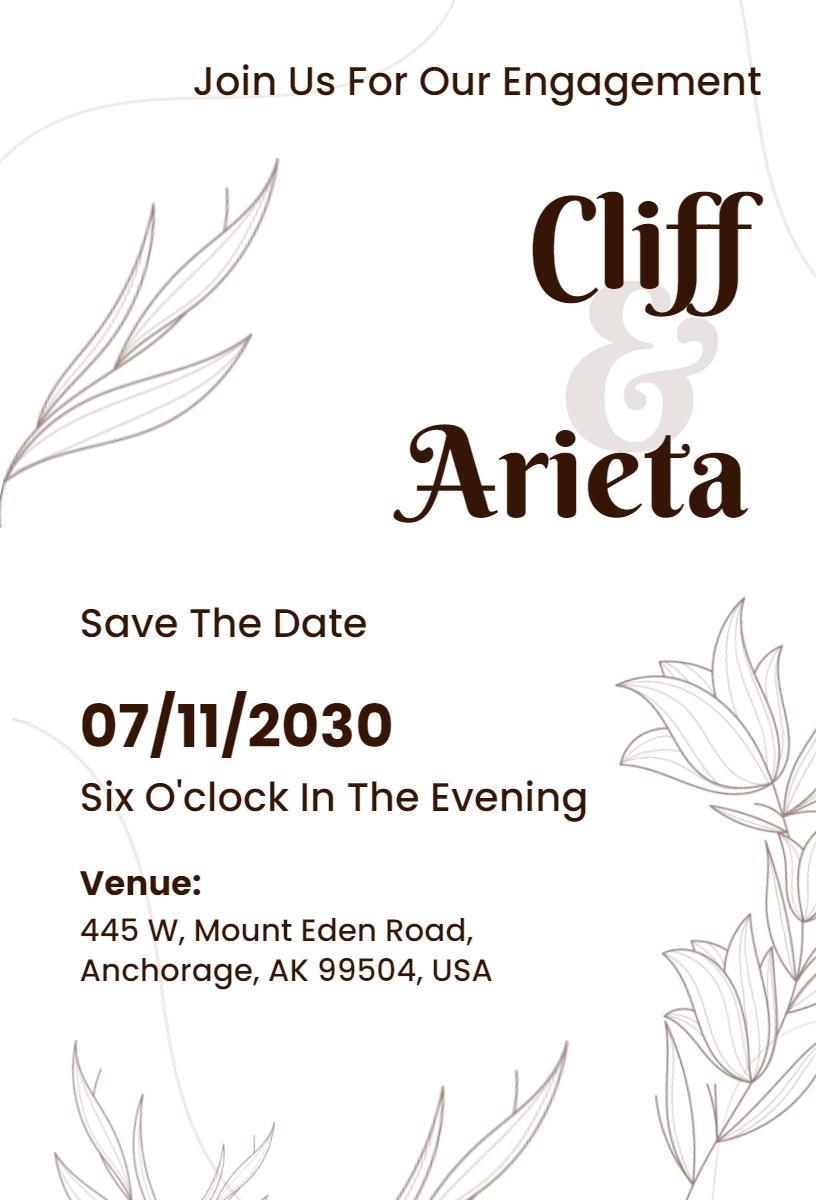 Elegant Minimalist Floral Engagement Celebration Invitation Template