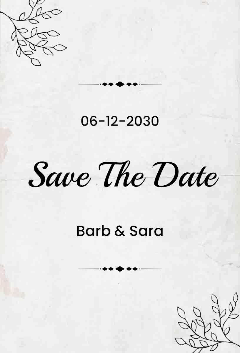 Elegant Minimalist Floral Save The Date Invitation Template