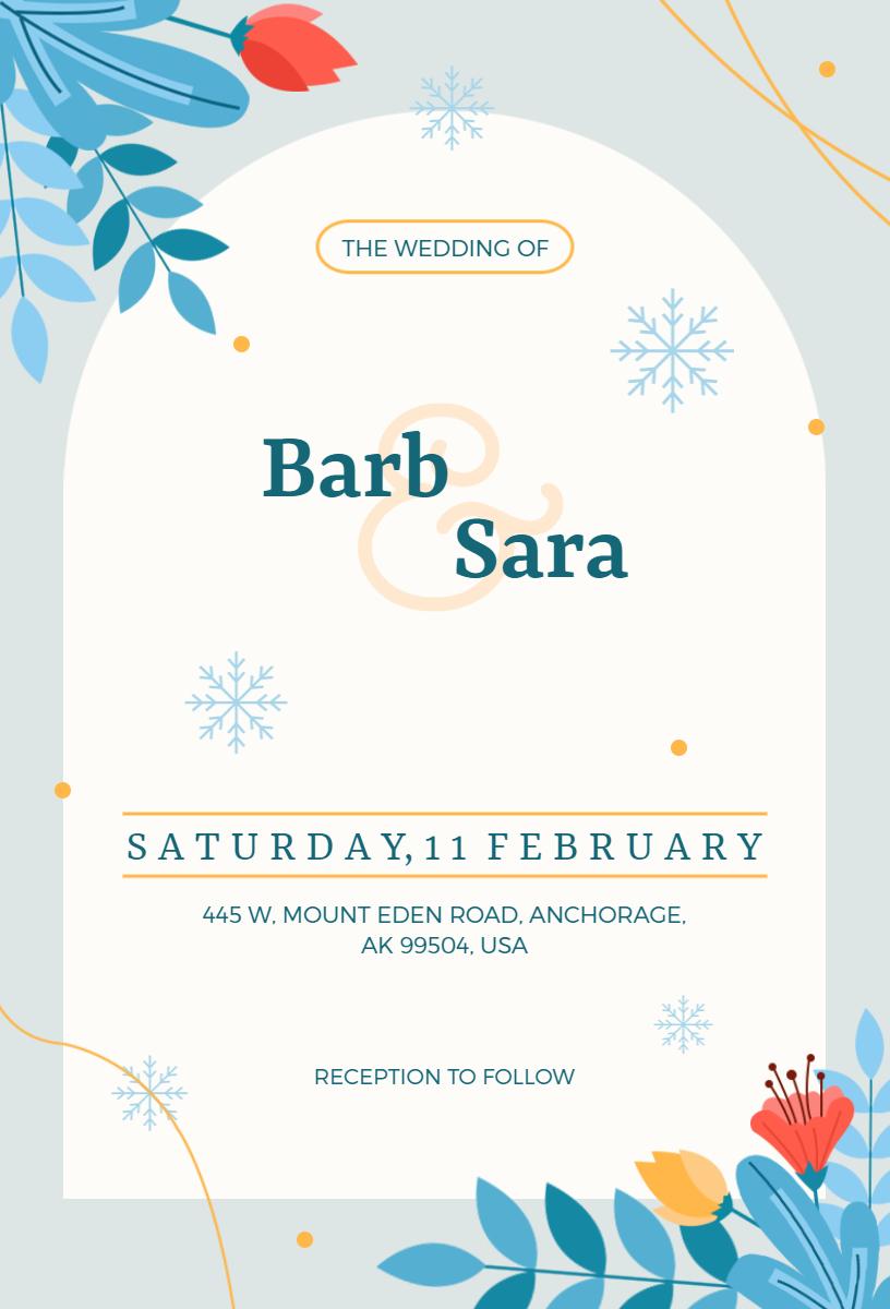 Elegant Minimalist Floral Winter Wedding Invitation Template